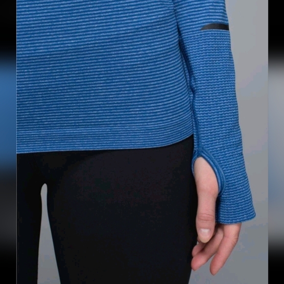 Lululemon Run: Swiftly Tech 1/2 Zip Pullover Tonka Stripe Heathered Blue Size 12 - Picture 3 of 11